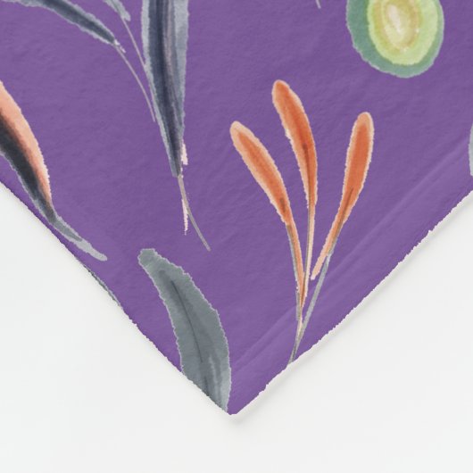 Paarse Lavender Floral - Gepersonaliseerde MONOGRA Fleece Deken (Hoek)