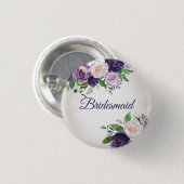 Paarse Lavender Floral Greenery Bridesmaid Ronde Button 3,2 Cm (Voorkant /achterkant)