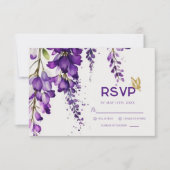 Paarse lavender Floral Modern Boho Wedding RSVP Kaartje (Voorkant)