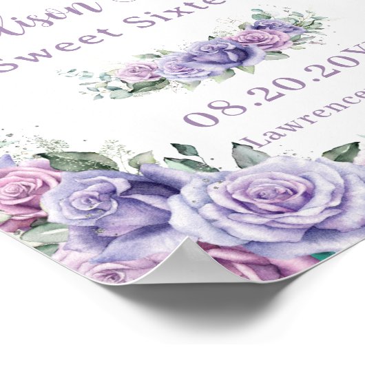 Paarse Lavender Floral Princess Sweet 16 Birthday Poster (Hoek)