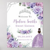 Paarse Lavender Floral Princess Sweet 16 Birthday Poster (Voorkant)