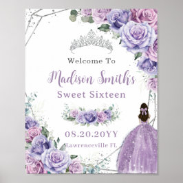 Paarse Lavender Floral Princess Sweet 16 Birthday Poster