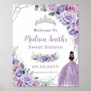 Paarse Lavender Floral Princess Sweet 16 Birthday Poster