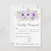 Paarse lavender Floral Script Wedding RSVP Kaart (Voorkant)