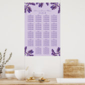 Paarse lavender Floral Sprigs Weddenschap Poster (Keuken)