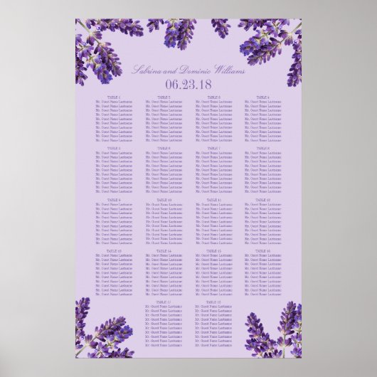 Paarse lavender Floral Sprigs Weddenschap Poster (Voorkant)