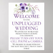 Paarse Lavender Floral Unplugged Wedding Ceremony Poster (Voorkant)