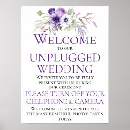Paarse Lavender Floral Unplugged Wedding Ceremony Poster