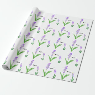 Paarse lavender floral waterverf add name text cu cadeaupapier