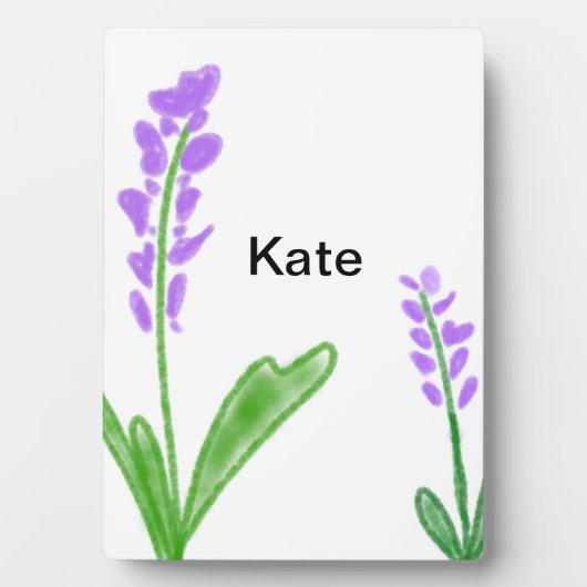 Paarse lavender floral waterverf add name text cu fotoplaat (voorkant)