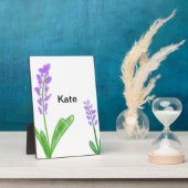 Paarse lavender floral waterverf add name text cu fotoplaat (Zijkant)
