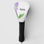 Paarse lavender floral waterverf add name text cu golfheadcover (Voorkant)