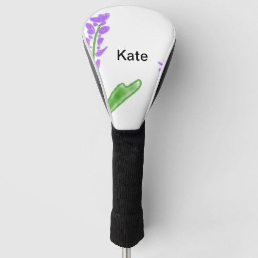 Paarse lavender floral waterverf add name text cu golfheadcover (Voorkant)