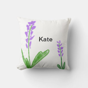 Paarse lavender floral waterverf add name text cu kussen