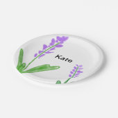 Paarse lavender floral waterverf add name text cu papieren bordje (Gekanteld)