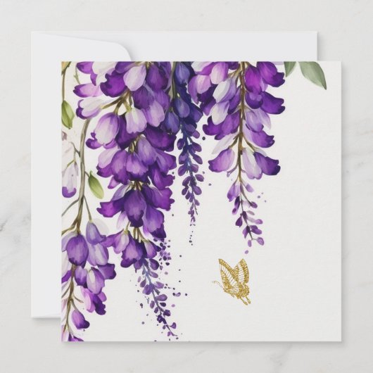 Paarse Lavender Floral Waterverf Boho Wedding Kaart (Achterkant)