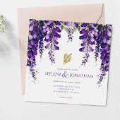 Paarse Lavender Floral Waterverf Boho Wedding Kaart