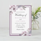 Paarse lavender Floral Waterverf Elegant Wedding Kaart (Staand voorkant)
