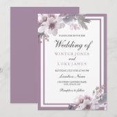 Paarse lavender Floral Waterverf Elegant Wedding Kaart (Voorkant / Achterkant)