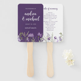 Paarse lavender Floral Wedding Programme Fans Handwaaier