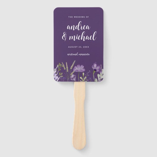 Paarse lavender Floral Wedding Programme Fans Handwaaier (Voorkant)