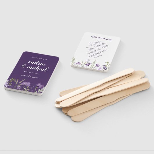 Paarse lavender Floral Wedding Programme Fans Handwaaier (Niet-gemonteerd)