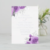 Paarse lavender Floral Wedding Real Silver Folie Uitnodiging (Staand Voorkant)