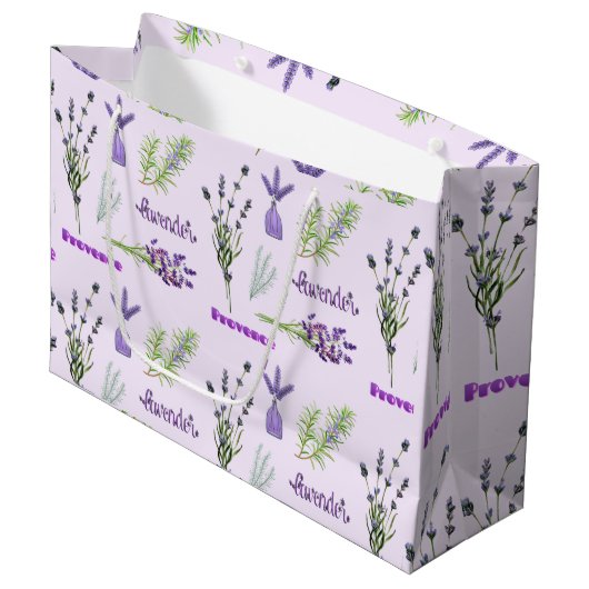 Paarse lavender Flowers en Lavender Bunches Groot Cadeauzakje (Voorkant Gekanteld)