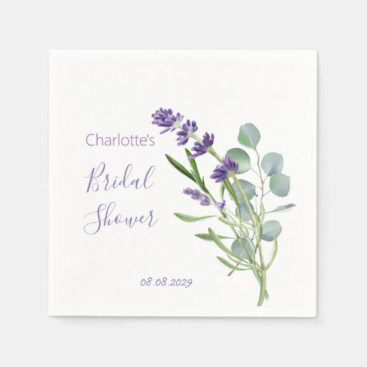 Paarse lavender Flowers Eucalyptus Vrijgezellenfee Servet (Voorkant)