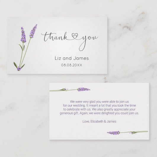Paarse lavender Flowers Hartelijk dank Plaatskaartje (Voorkant / Achterkant)