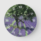 Paarse lavender Flowers Olive Trees Art Painting Ronde Klok (Voorkant)