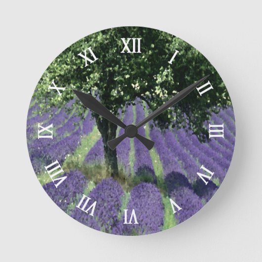 Paarse lavender Flowers Olive Trees Art Painting Ronde Klok (Voorkant)