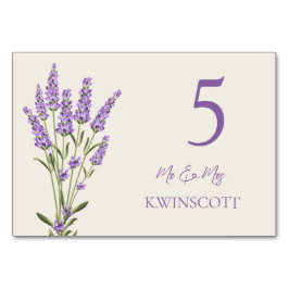 Paarse lavender Flowers Table Number Place card Kaart