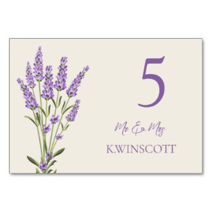 Paarse lavender Flowers Table Number Place card Kaart
