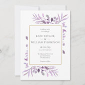 Paarse lavender Foliage Gold Photo Weddenschap Kaart (Voorkant)