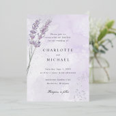 Paarse lavender folie bruiloft folie uitnodiging (Staand Voorkant)