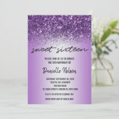 Paarse lavender Glitter Confetti Sparkle Sweet 16 Kaart (Staand voorkant)