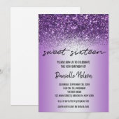 Paarse lavender Glitter Confetti Sparkle Sweet 16 Kaart (Voorkant / Achterkant)