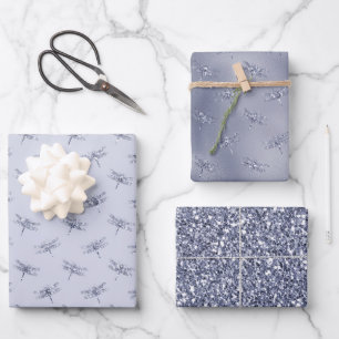 Paarse lavender Glitter Dragonflies   Inpakpapier Vel