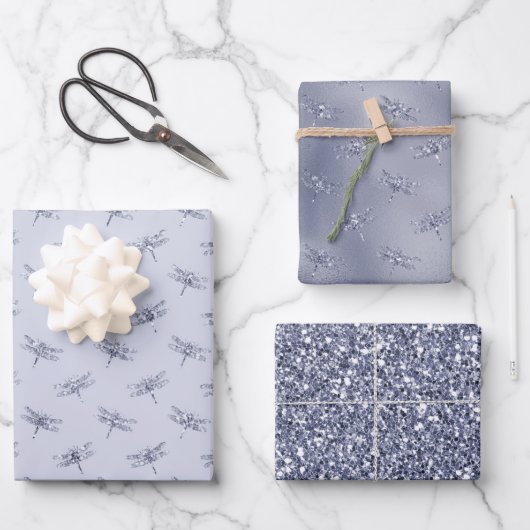 Paarse lavender Glitter Dragonflies   Inpakpapier Vel (Voorkant)
