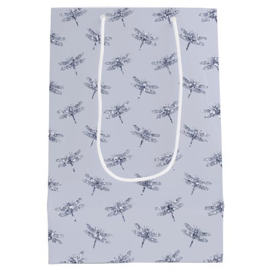 Paarse lavender Glitter Dragonflies Medium Cadeauzakje (Achterkant)