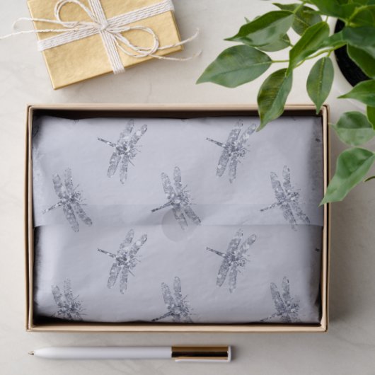 Paarse lavender Glitter Dragonflies  Tissuepapier (Geschenk)
