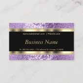 Paarse Lavender Glitter en Elegant Gold Visitekaartje (Voorkant)