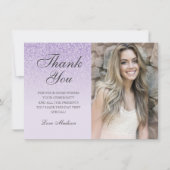 Paarse lavender glitter foto bedankt Sweet 16 (Voorkant)