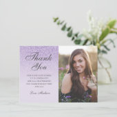 Paarse lavender glitter foto bedankt Sweet 16 (Staand voorkant)