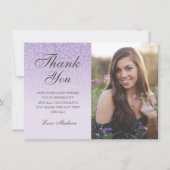 Paarse lavender glitter foto bedankt Sweet 16 (Voorkant)