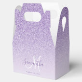 Paarse lavender Glitter Monogrammed ombre Bedankdoosjes (Geopend)