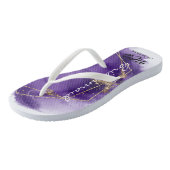 Paarse lavender Gold Bridesmaid Favor Monogram Teenslippers (Schuin)
