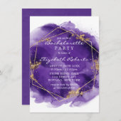 Paarse lavender Gold Paint Bachelorette Kaart (Voorkant / Achterkant)