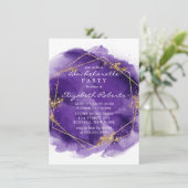 Paarse lavender Gold Paint Bachelorette Kaart (Staand voorkant)